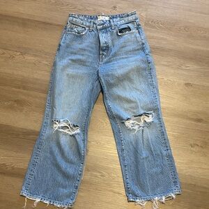 Free people Ripped Knee Wide Leg Jeans